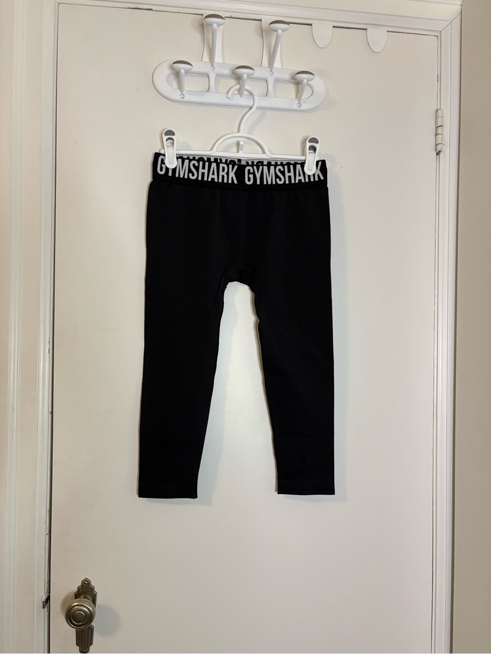 Gymshark Black Leggings with White Logo Waistband